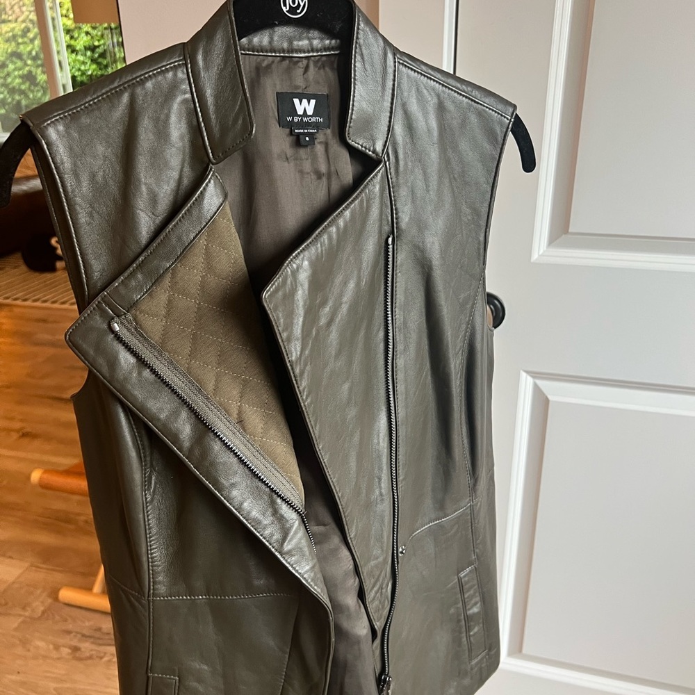 Size 8 olive leather vest